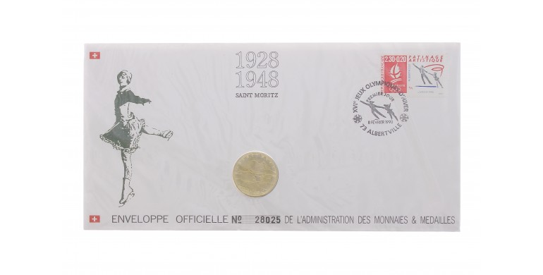 France, "Timbre-Médaille" numéro 4 - Saint-Moritz 1928, 1992, C10519