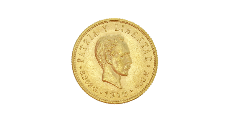 Cuba, 5 Pesos ,Or ,1916 , Philadelphie, P14058